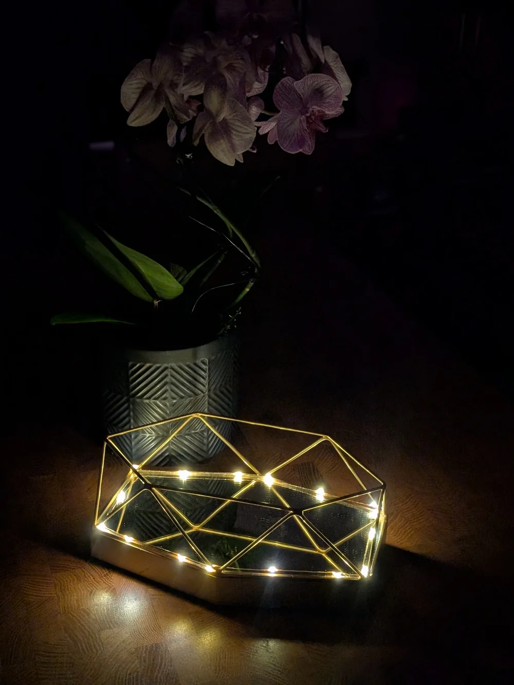 Geometric Mirror Trinket Jewelry Tray